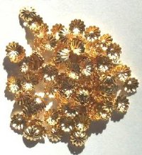 100 6mm Ridged Gold Plated Bead Caps